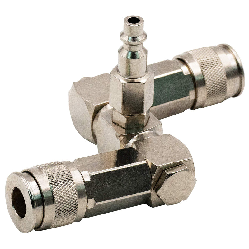 FIXSMITH Air Hose Connector- 2 Way Air Hose Splitter,1/4 In NPT, Air Compressor Accessories Fittings, Swivel 360 Degrees Connectors. 1 Pack - NewNest Australia