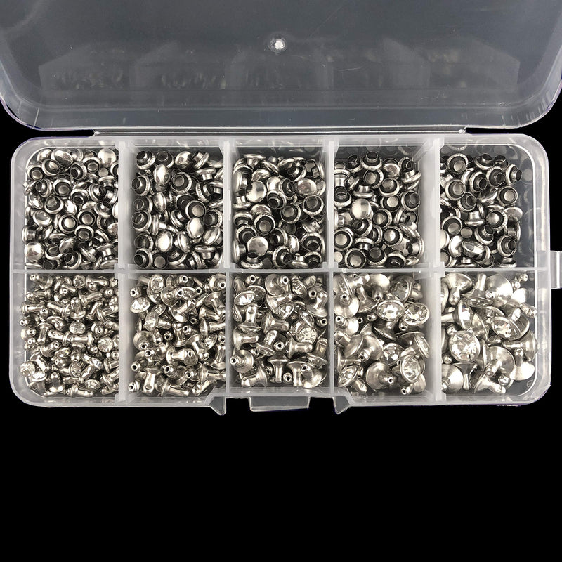500 Sets Cz White Clear Crystal Rivets Rapid Rhinestone Silver Color Stud Rivets fit for DIY Leather-Craft and Garment (Mixed 01) Mixed 01 - NewNest Australia