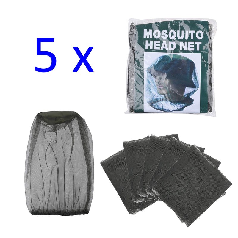 Kare & Kind Pack of 5 Head Net - Mosquito Net - Protects Face, Head, Neck from Bugs, Flies, Insects, Bees - Outdoor, Camping, Hiking, Trekking, Walking, Beekeeping, Gardening, Fishing - NewNest Australia