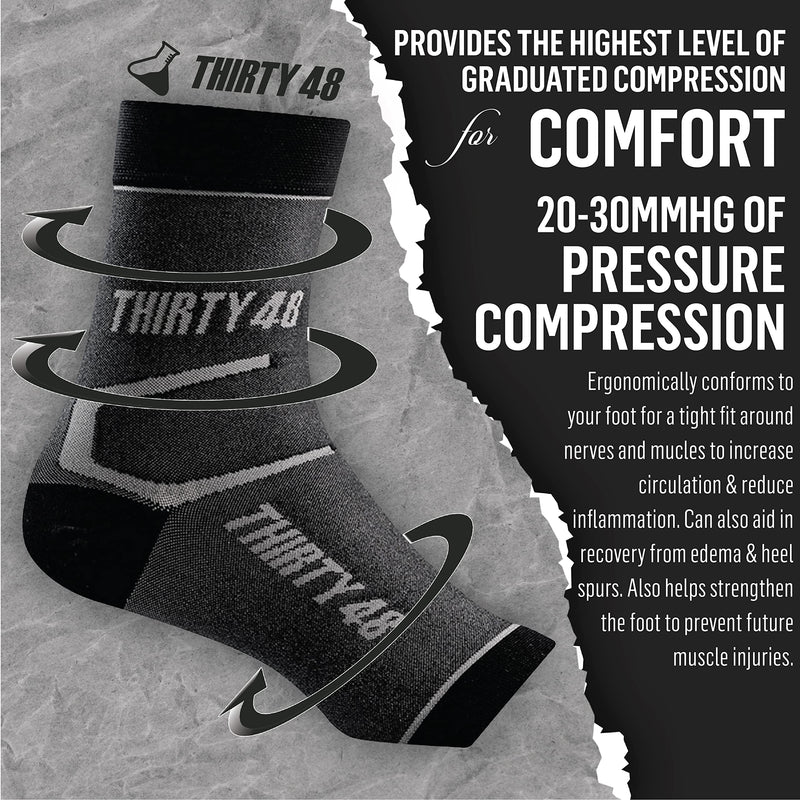 Thirty48 Plantar Fasciitis Compression Socks(1 or 2 Pairs), 20-30 mmHg Foot Compression Sleeves for Ankle/Heel Support, Increase Blood Circulation, Relieve Arch Pain, Reduce Foot Swelling Black & Pink (2 Pairs) Large - NewNest Australia