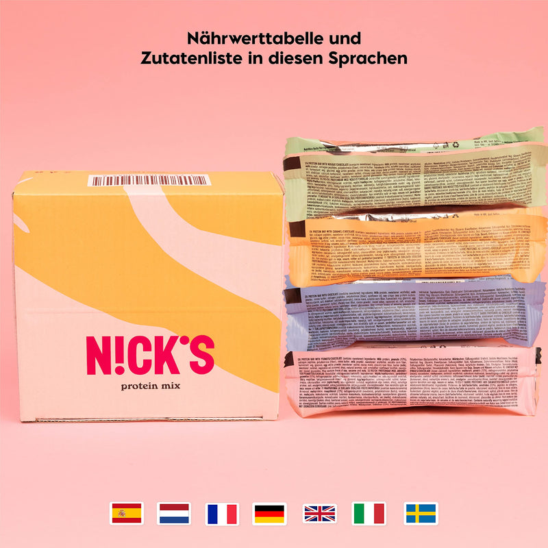 NICKS protein bar mix, keto protein bar low carb snacks without added sugar, gluten free | 15g protein with collagen (9 protein bars x 50g) Protein mix 50 g (pack of 9) - NewNest Australia