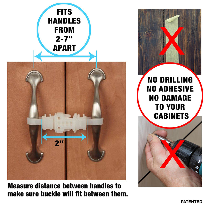Kiscords Baby Safety Cabinet Locks for Handles Child Safety Cabinet Latches for Home Safety Strap for Baby Proofing Cabinets Kitchen Door RV No Drill No Screw No Adhesive /4 Pack (White) White - NewNest Australia