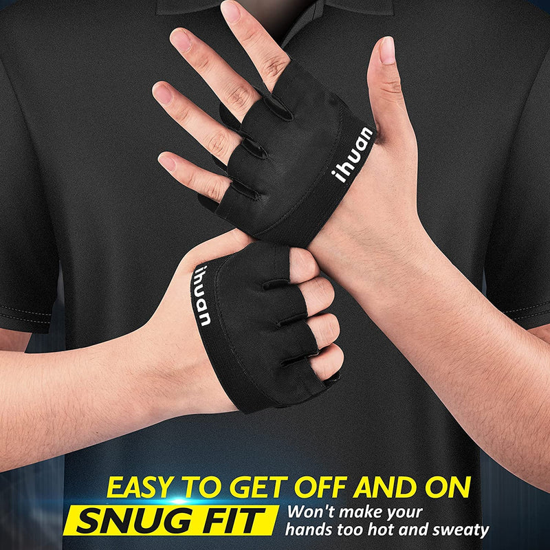 ihuan New Weight Lifting Gym Workout Gloves Men & Women, Partial Glove Just for The Calluses Spots, Great for Weightlifting, Exercise, Training, Fitness… Black Medium - NewNest Australia