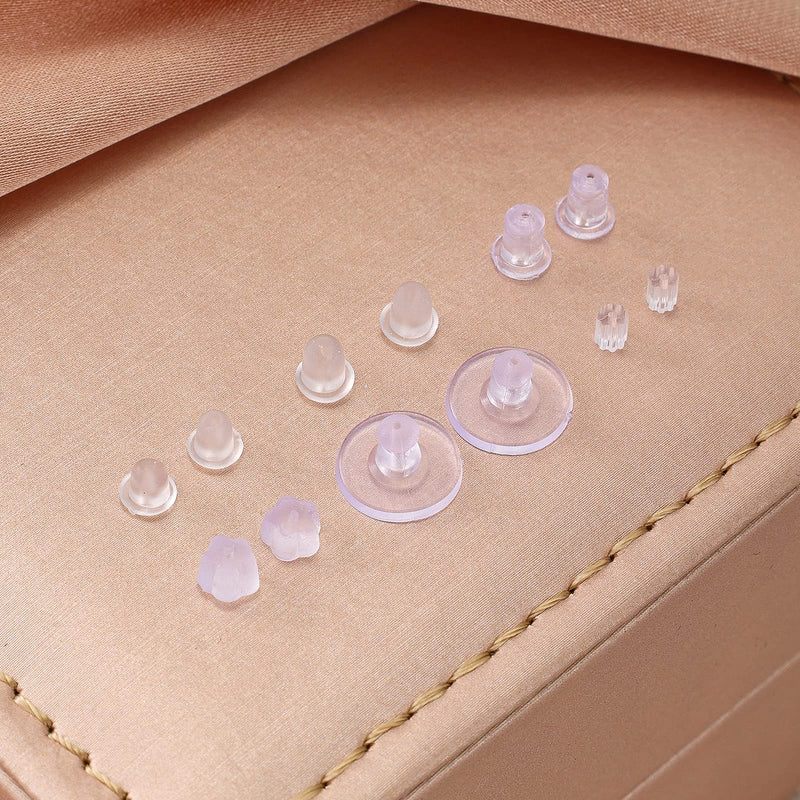 Nkwuire 6 Styles Silicone Earring Backs for Studs, 600 Pcs Clear Soft Earring Backings Hypoallergenic Plastic Rubber Earring Backs Clutch Stoppers Replacement Kits for Fish Hook Earring Studs Hoops - NewNest Australia