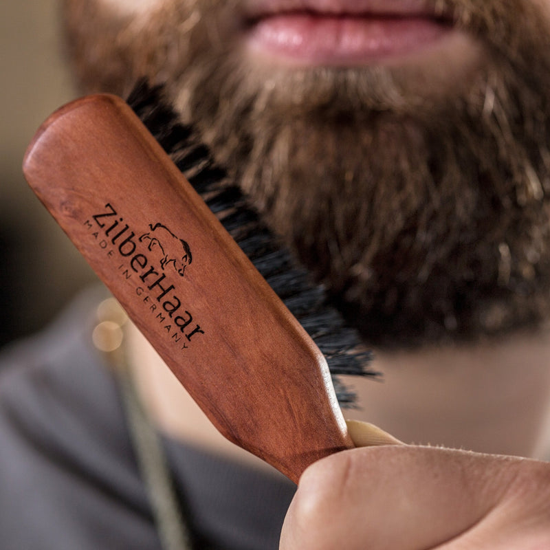 Zilberhaar Beard Brush (Soft Bristles) | 100% wild boar bristles with pear wood | Works With All Beard Balms & Oils | Made in Germany - NewNest Australia