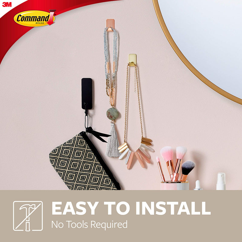 NewNest Australia - Command 17032BR-4ES Small Metallic Hooks, 4 Hooks and 5 Strips, Brass Color, Great for dorm decor 