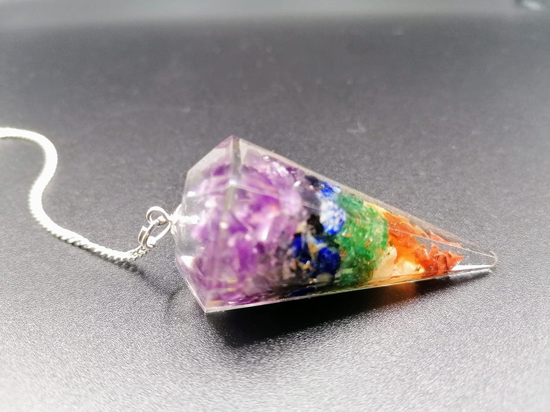 Dowsing Pendulum Healing Crystals Orgonite Crystal Point Scrying Dowser 100% Genuine Gemstone Crystal Pendulum Handcrafted Healing Crystal Gifts,Witchcraft Supplies (7 Chakra Orgone) 7 Chakra Orgone - NewNest Australia