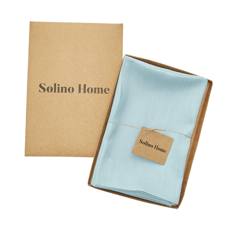 Pure Linen Napkins Fete  Aqua Blue, 20 x 20 Inch Set of 4  100% Pure Linen Machine Washable Dinner Napkins by Solino Home - NewNest Australia