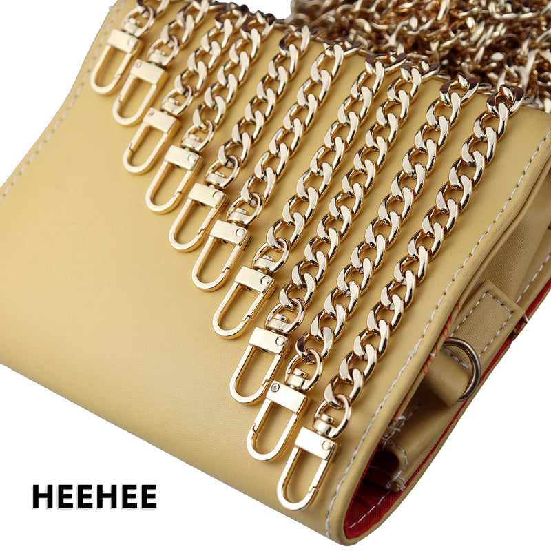 HEEHEE 7.9" Purse Chain Strap More Upscale Color Tone Wearing Comfortable 0.4" Wide Extra Thick Quality Metal Flat Chains Replacement Straps with Buckles Gold 1 PCS for Shoulder Cross Body Handbag Gold 7.9" - NewNest Australia