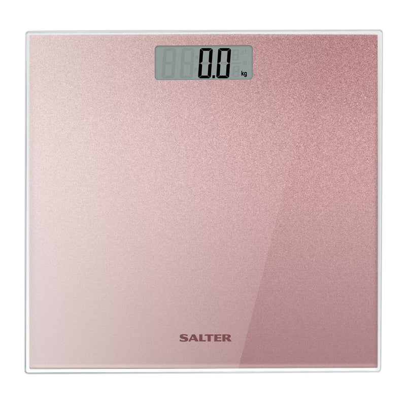 Salter 9037 Rggl3R Digital Bathroom Scales - Electronic Body Weight Scale, Tempered Glass Platform, Easy To Read, Instant Weight Measurement, 180 Kg Capacity, Rose Gold Glitter - NewNest Australia