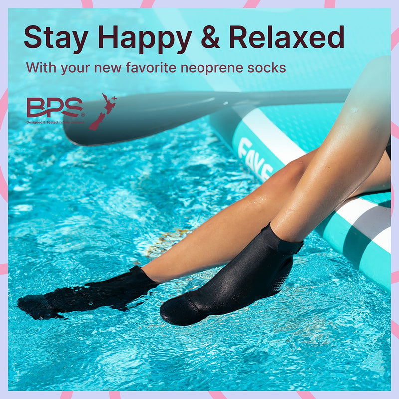 BPS 'Second Skin' Soft and Ultra Stretch Water Socks High Cut Low Cut Unisex 01 - Low Cut - Black Large - NewNest Australia