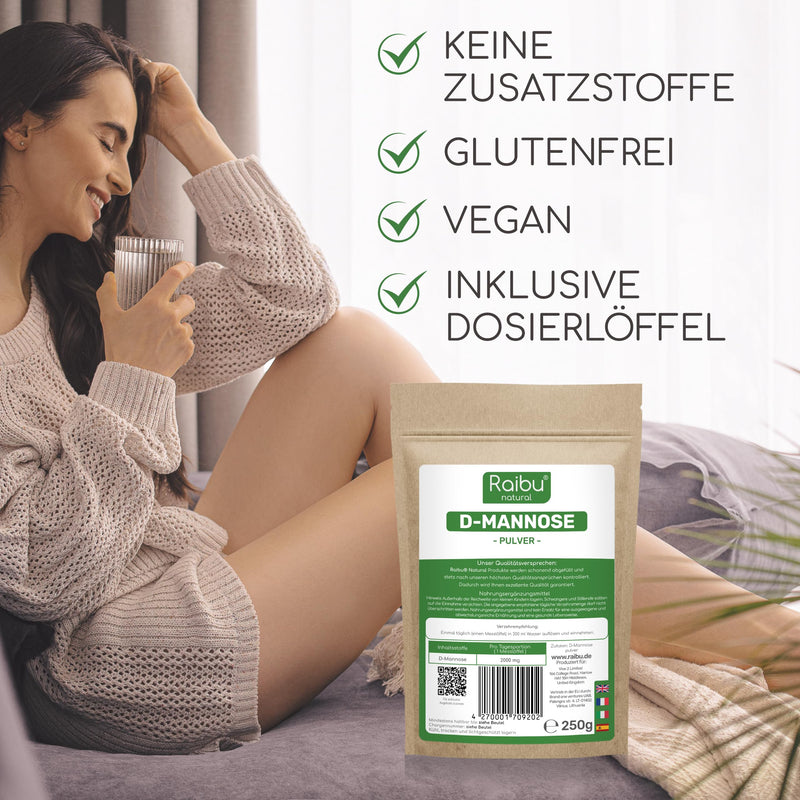 RAIBU D-Mannose Powder 250g - D Mannose Powder Bottled in Germany & Laboratory Tested I Natural, Vegan I Extra Dosing Spoon (250g) from Raibu 250g (Pack of 1) - NewNest Australia