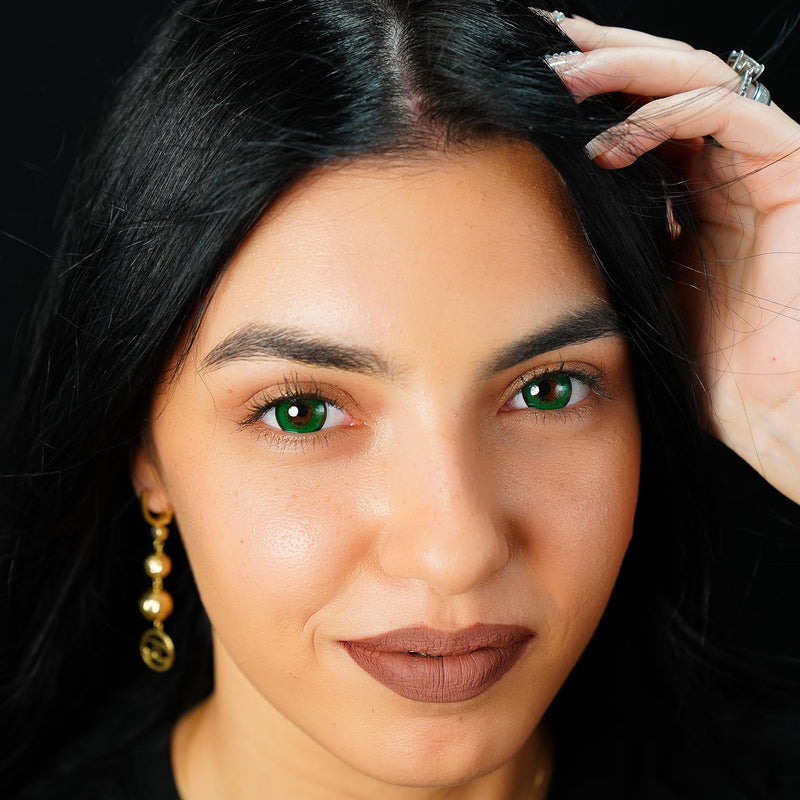 Contact Lenses Colored Without Prescription Green | Crazy Green Annual Lenses Anime | Soft Lenses Hydrogel | Pack Of 2 Color Lenses + Lens Container | 0.0 Diopters | Fancy Dress | Halloween | - NewNest Australia