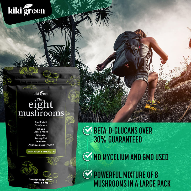 Mushroom Powder Extract - The 8 Mushrooms Supplement Blend for Coffee & Smoothie | Lion's Mane, Cordyceps, Chaga, Reishi, Shiitake, Turkey Tail, Maitake Complex - NewNest Australia