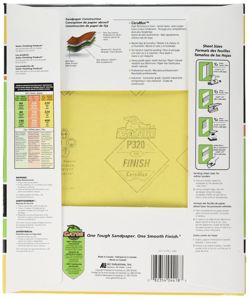 ALI INDUSTRIES 4418 25PK9x11 320 Grit Fine Bulk Premium Ceramic Sandpaper, 10 Piece - NewNest Australia