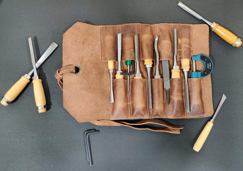 Leather Tool Roll Up Pouch - Leather Tool Wrench Roll / Chisel Bag by Rustic Town - NewNest Australia