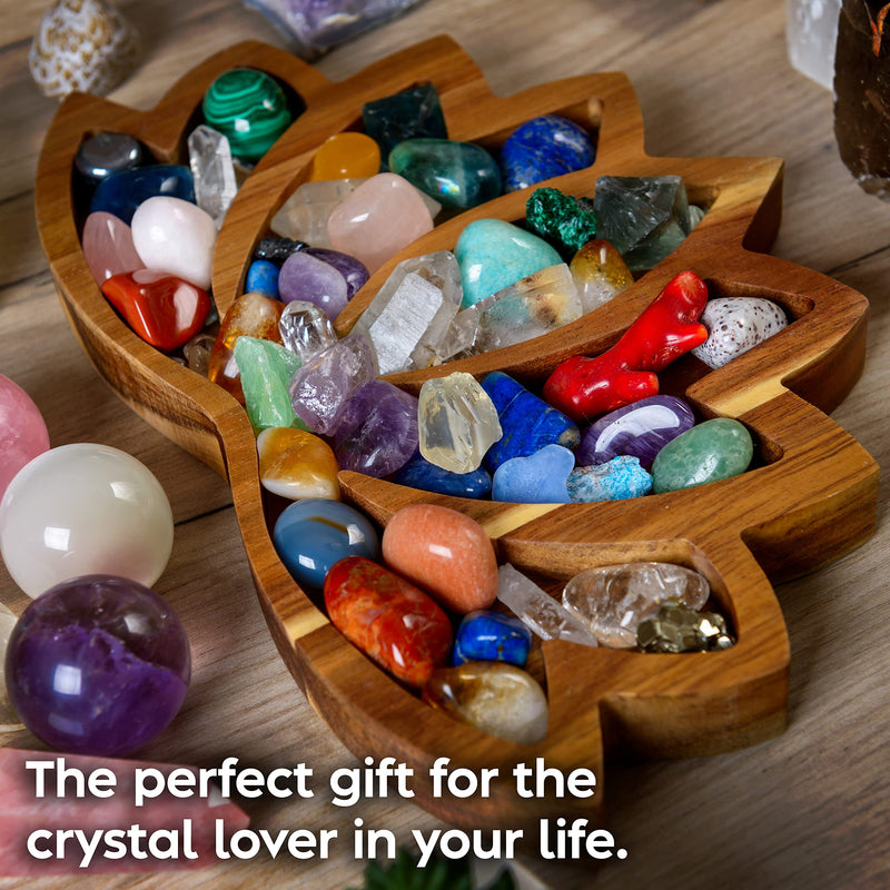 Curawood Lotus Crystal Tray for Stones - Display Your Crystals & Healing Stones - Crystal Holder for Stones Display - Crystal Shelf Display for Stones - Crystal Organizer Bowl for Crystals Stones - NewNest Australia