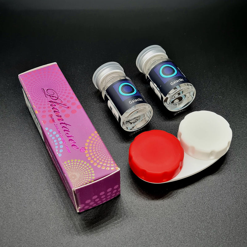DESIGNLENSES Blue Black Large Colored Contact Lenses, Mini Sclera 17mm Diameter, 1 Pair (2 Pieces) + Storage Case (Galactic) Galactic - NewNest Australia