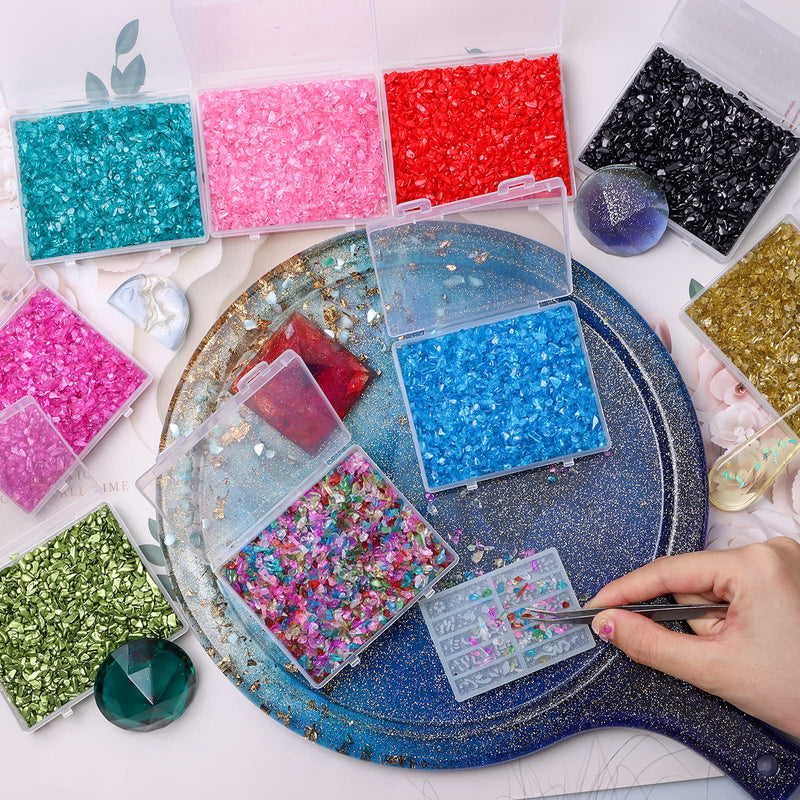 2 - 4MM Irregular Crushed Glass for Resin, Fragment Rock Tumbled Chip Crystal Quartz Pieces Sprinkles Chunky Glitter Shiny Nail Sequins Flakes for Nail Art Jewelry Making Home Decor Vase Filler Black - NewNest Australia