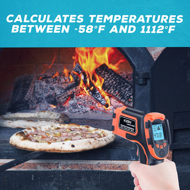 KIZEN Infrared Thermometer Gun (LaserPro LP300) - Handheld Heat Temperature Gun for Cooking, Pizza Oven, Grill & Engine - Laser Surface Temp Reader -58F to 1112F - NOT for Humans Orange - NewNest Australia