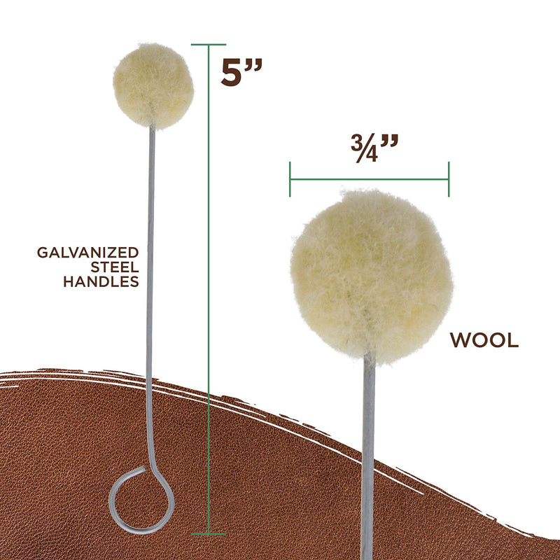 TCP Global Wool Daubers Ball Brush (Pack of 100) - Applicator Tool for Leather Dye, Dying, Staining, Crafting, DIY Crafts Projects, Gluing, Contact Cement, Shoe Shine Polish - Daub, Swab, Wipe, Spread - NewNest Australia
