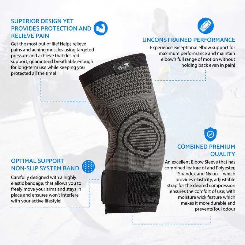 Elbow Brace with Strap for Tendonitis 2 Pack, Tennis Elbow Compression Sleeves, Golf Elbow Treatment Small (Pack of 2) - NewNest Australia