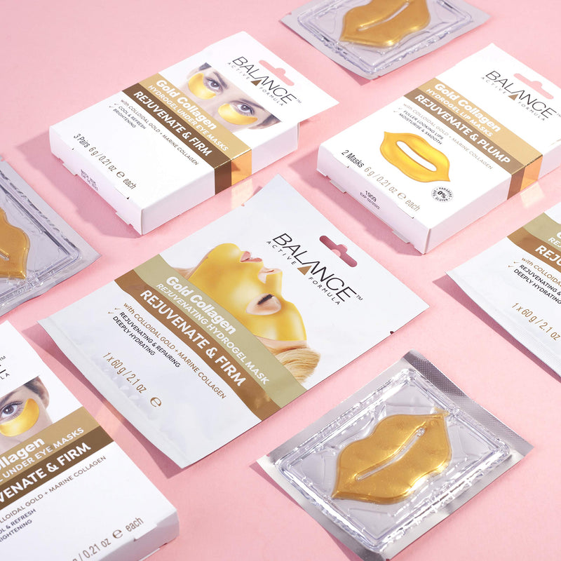 Balance Active Formula Gold + Marine Collagen Hydrogel Lip Masks (Includes 2 Masks) - Fuller looking lips. Moisturise & Smooth. Cruelty Free. - NewNest Australia