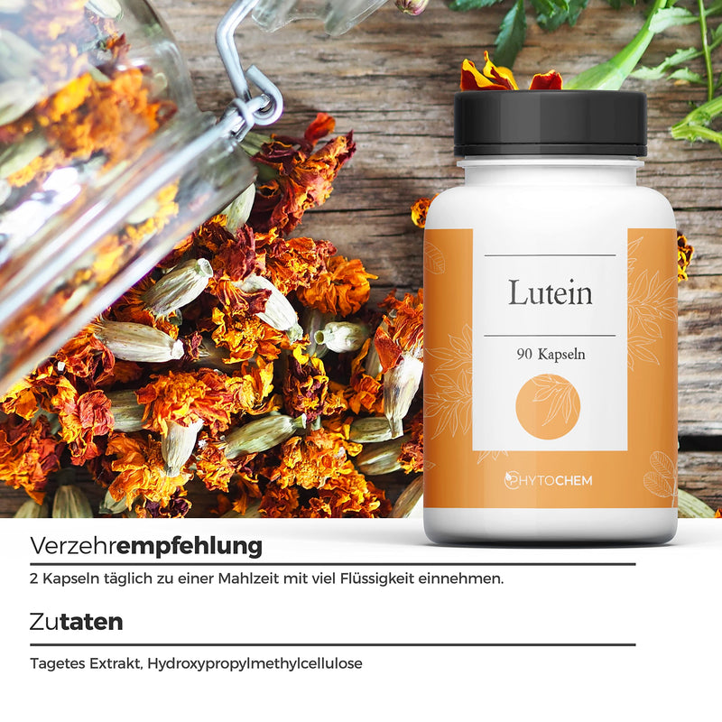 Phytochem Lutein 90 capsules, high dose with 50 mg of natural carotenoids per daily dose, vegan and without additives, 45 day supply. - NewNest Australia