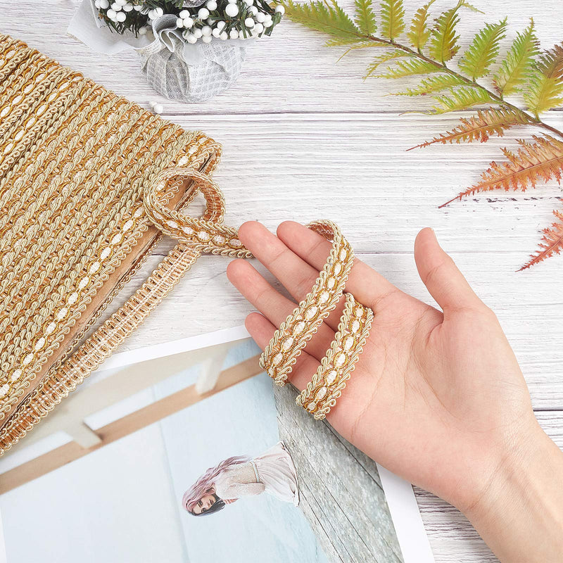 FINGERINSPIRE Gold Braid Trim 5/8" X 12.5 Yards Polyester Ribbon Woven Gimp Fringe Trim for Costume DIY Crafts Sewing Jewelry Making Home Decoration - NewNest Australia