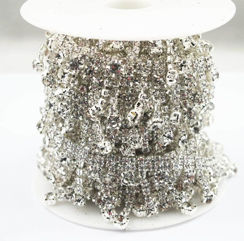 AEAOA 1 Yard Stunning Rhinestone Chain Applique Costume Sewing Trims Applique Embellishment Wedding Dress Decoration (LZ01) LZ01 - NewNest Australia