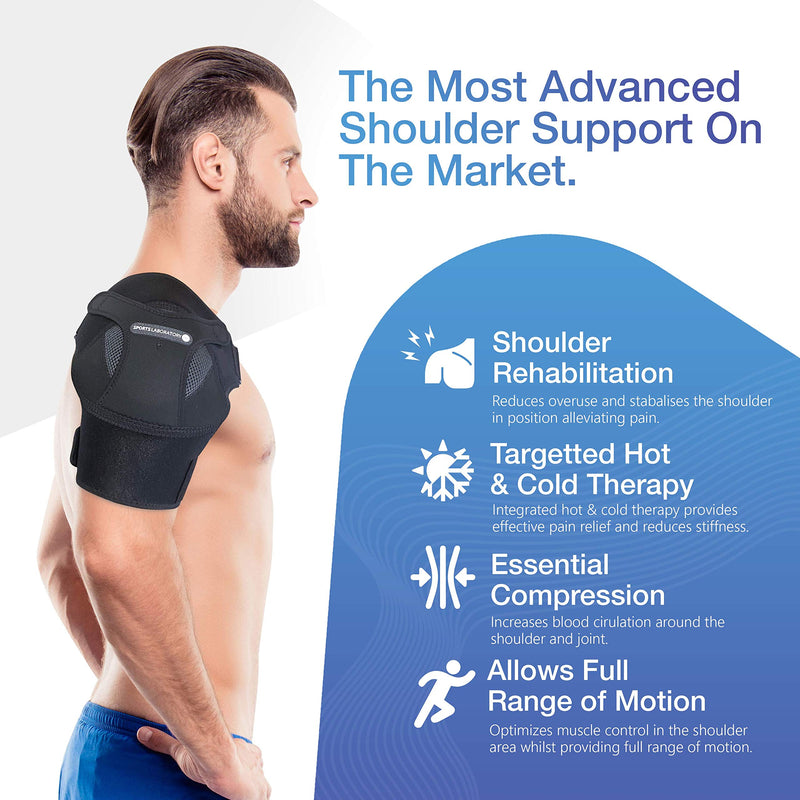 Shoulder Brace - Adjustable Shoulder Support for Women and Men with Hot and Cold Gel Pack - Shoulder Strap Support - Frozen Shoulder Relief and Rotator Cuff Support - Sports Laboratory XSmall-Small (27-35inch) - NewNest Australia