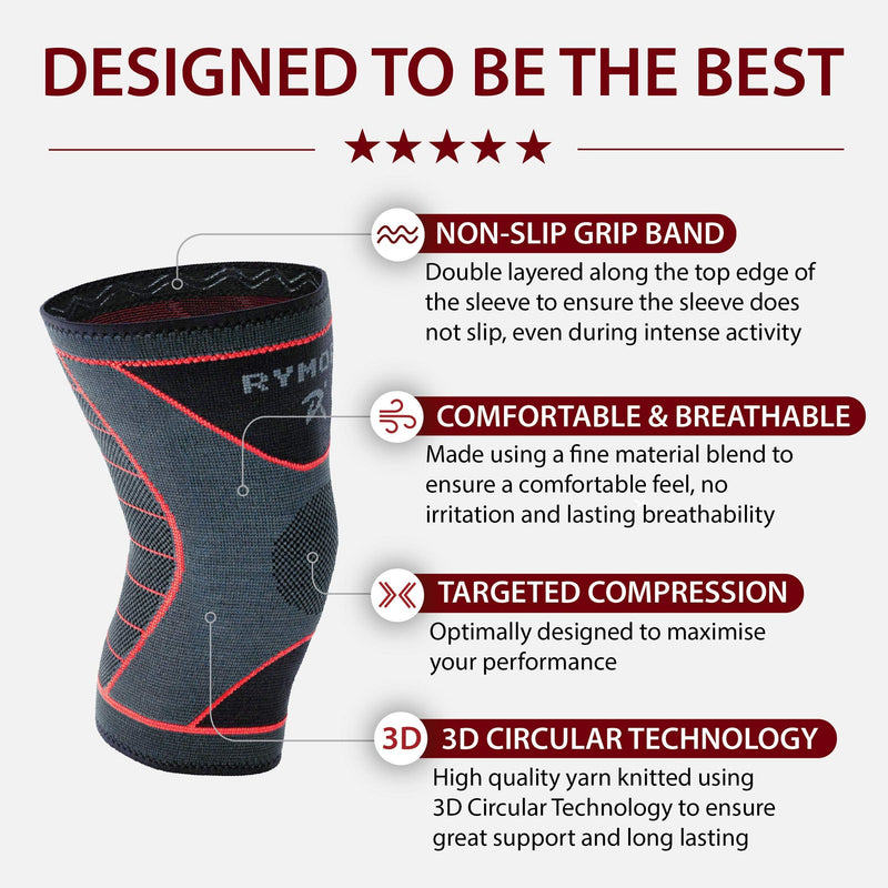 Rymora Knee Support Brace for Woman and Man- Knee Compression Sleeves, Comfortable and Secure Sleeve Supports for Weight Lifting, Running, Sports, Weak Joints, Fitness(L, Single, Slate Grey) L 1 - NewNest Australia