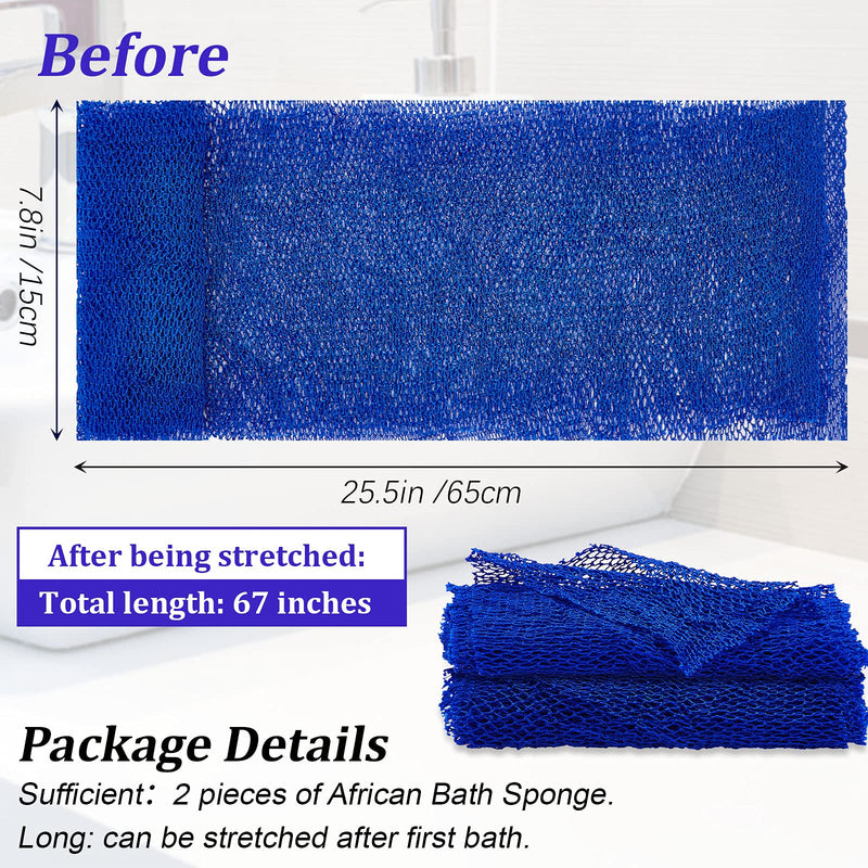 2 Pieces African Net Sponge African Body Exfoliating Net African Net Bath Exfoliating Shower Body Scrubber Back Scrubber Skin Smoother for Daily Use or Stocking Stuffer (Blue) Blue - NewNest Australia