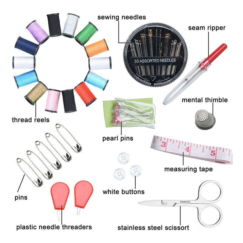 Sewing KIT, DIY Sewing Supplies with Sewing Accessories, Portable Mini Sewing Kit for Beginner, Traveller and Emergency Clothing Fixes, with Premium Black Carrying Case (Black) - NewNest Australia