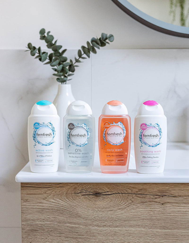 Femfresh 0% Sensitive Intimate Wash - Feminine Hygiene Shower & Bath Gel Cleanser - pH Balanced, Soap Free, Fragrance Free Vegan Formula - w. Purifying Lotus Flower Extract to Soothe & Protect - 250ml - NewNest Australia