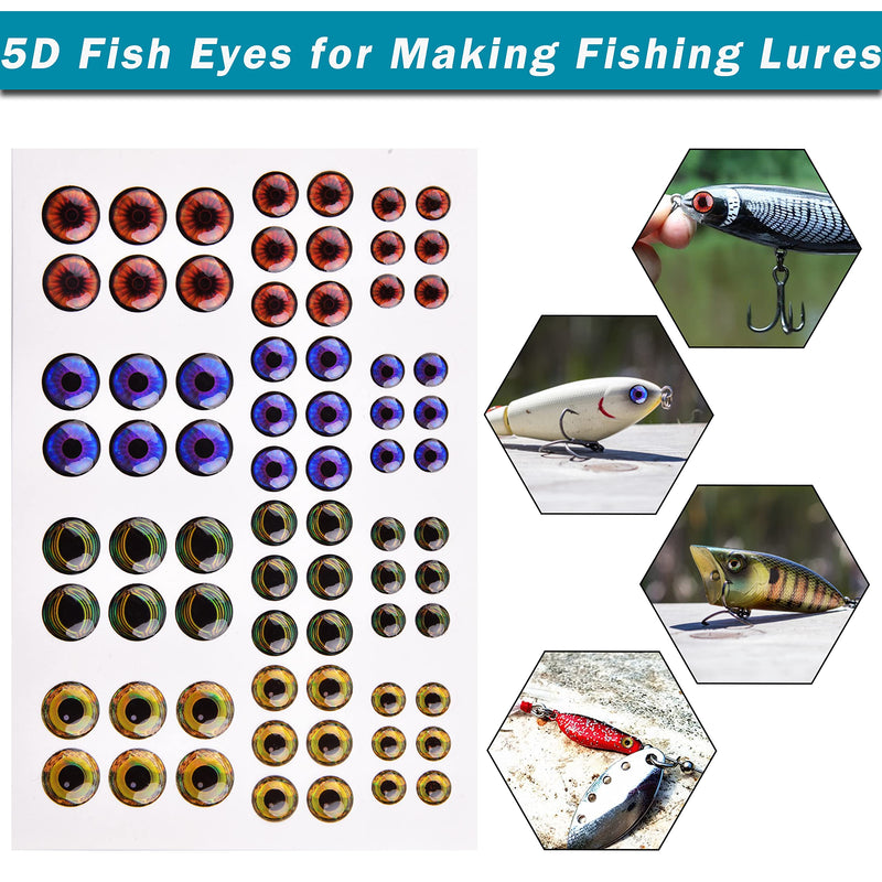 Fishing Eyes for Lures, 3D/4D/5D Realistic Holographic Lure Eyes Fishing Bait Making Kit Fly Tying Material DIY Fishing Tool 5D Lure Eyes 360pcs/6-10mm(5pack) - NewNest Australia