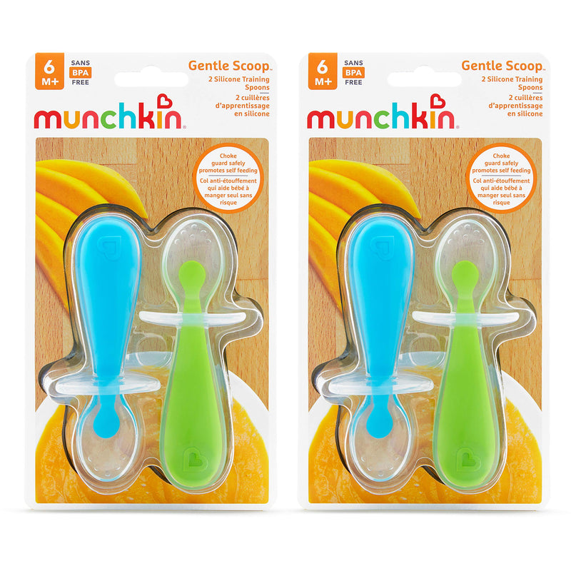 Munchkin Silicone Trainer Spoons with Choke Guard for Baby Led Weaning, 4pk, Blue/Green 1 - NewNest Australia