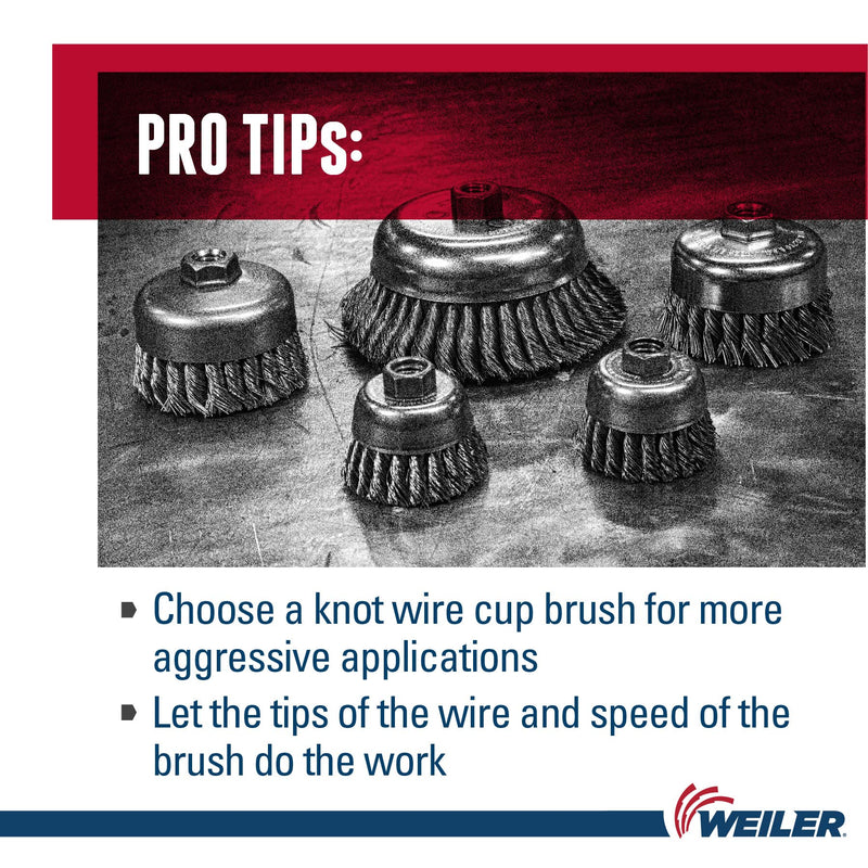 Weiler 13286 2-3/4" Single Row Knot Wire Cup Brush, .020" Steel Fill, 5/8"-11 UNC Nut, Made in the USA 2-3/4" Dia .020" Wire Size x 1" Trim Length - NewNest Australia