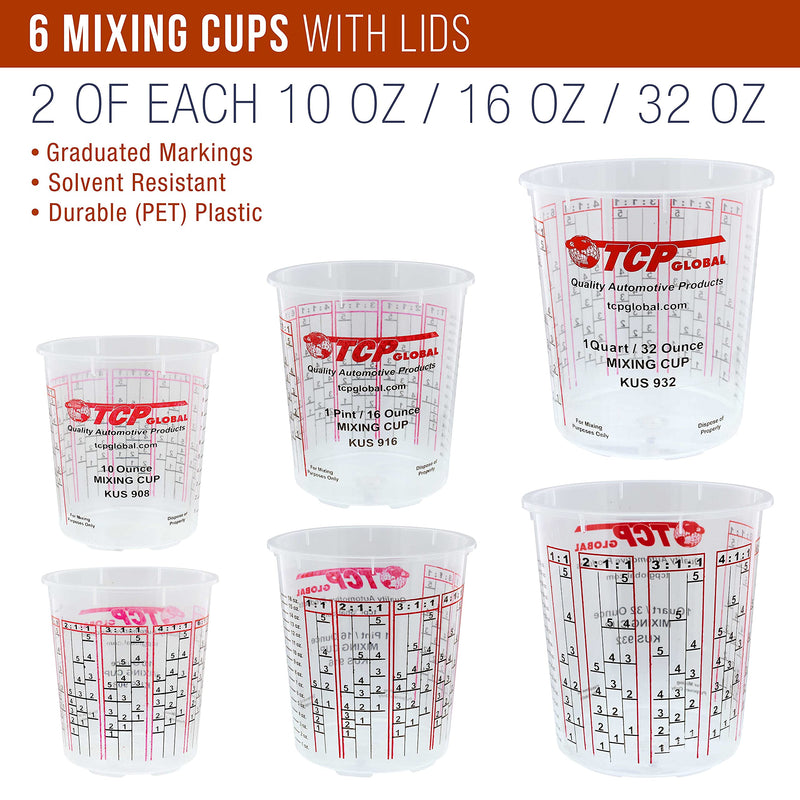 TCP GLOBAL Premium Paint Mixing Essentials Kit. Comes with 12 Mixing Cups, 6 Lids, 12 Wooden 12" Mixing Sticks, 12 Wooden Mini Mixing Paddles, 12 HQ 190 Mesh Paint Strainers & Paint Can Opener. - NewNest Australia