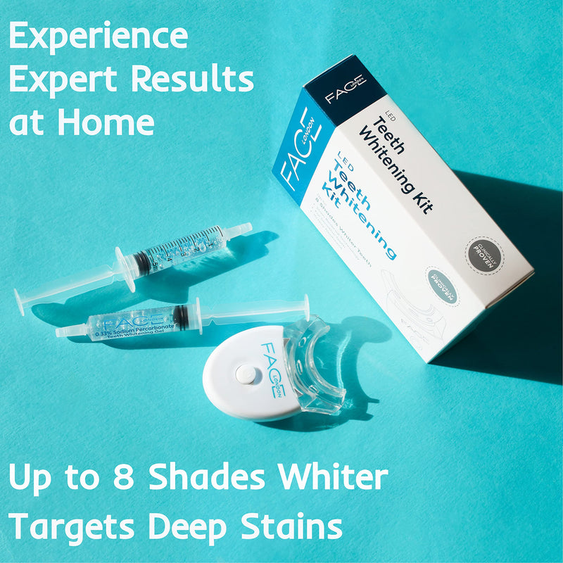 Face London - Teeth Whitening Kit - Pack of 2 - LED Light Tooth Whitening Kit - Teeth Whitening Gel - Teeth Whitener Teeth Bleaching kit - Teeth Whitener Gels for White Teeth - NewNest Australia