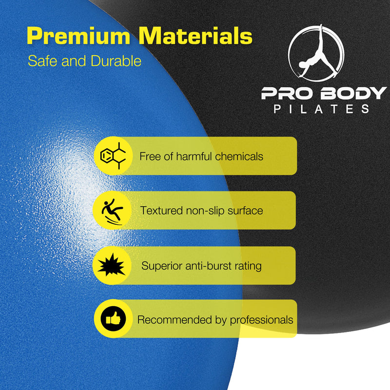 ProBody Pilates Mini Exercise Ball with Pump - 9 Inch Small Bender Ball for Stability, Barre, Pilates, Yoga, Balance, Core Training, Stretching and Physical Therapy with Workout Guide Blue - NewNest Australia