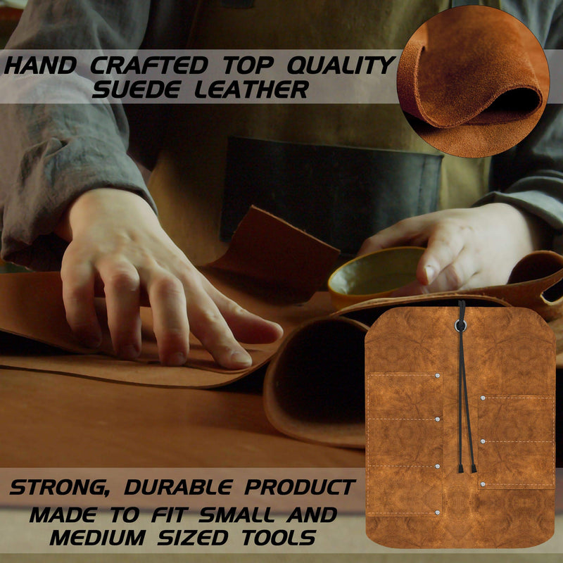 UJ Ramelson Tool Roll Holder, Durable Rollable Roll-up Hanging Pocket Pouch for Chisels, Hammers, Gouges, and More (5 Pocket, Leather) 5 Pocket - NewNest Australia