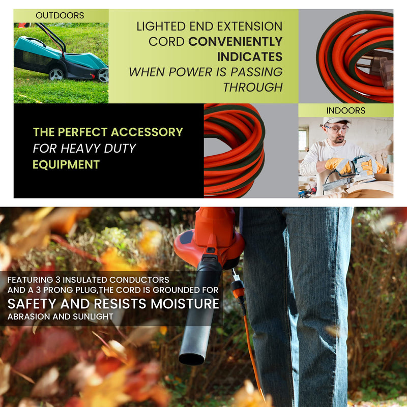 Go Green Power Inc. GG-13708 16/3 8' Heavy Duty Extension Cord-Orange, 8 Ft Orange - NewNest Australia