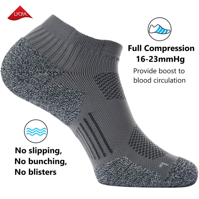 CWVLC Unisex Cushioned Compression Athletic Ankle Socks Multipack Large 3-pairs Charcoal - NewNest Australia