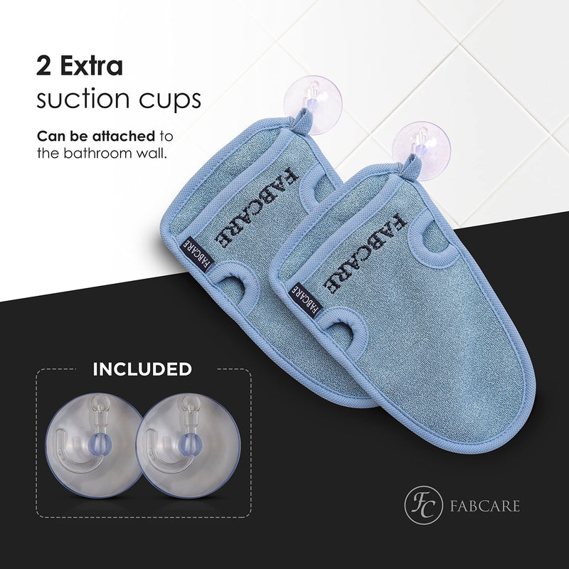 Fabcare Dermatest Very Good Exfoliating Glove ‚ Pack Of 2 ‚ Cleans Pore Deep For Body And Face ‚ Shower Sponge For Exfoliating & Body Scrub ‚ Bonus 2 Suction Cups & Ebook ‚ Massage Glove, Gray - NewNest Australia