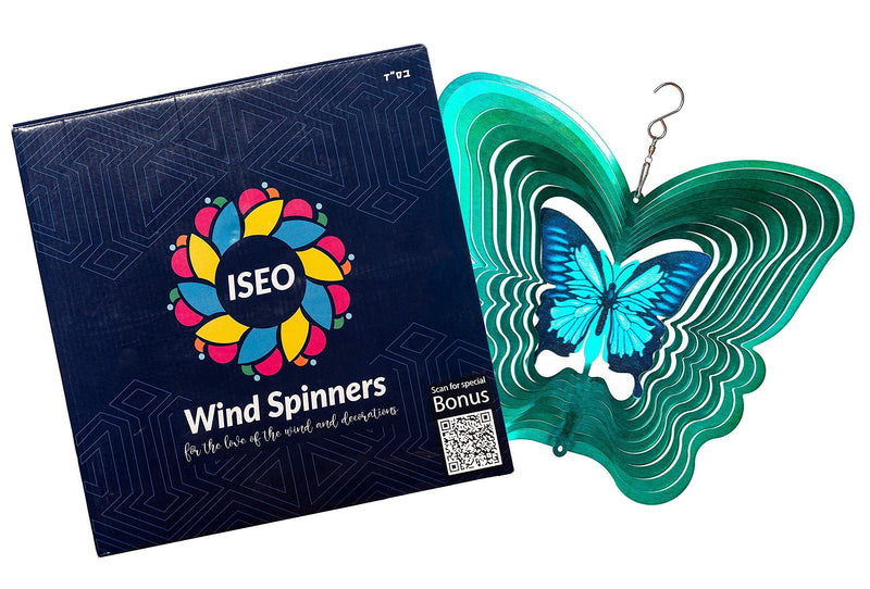 ISEO Butterfly Design Wind Spinner – 12 inch Beautiful Garden Decoration Accessory – Outdoor Porch Decoration - Easy to Mount with Rustproof Swivel Hanging Hooks – All Year Yard Beautification - NewNest Australia