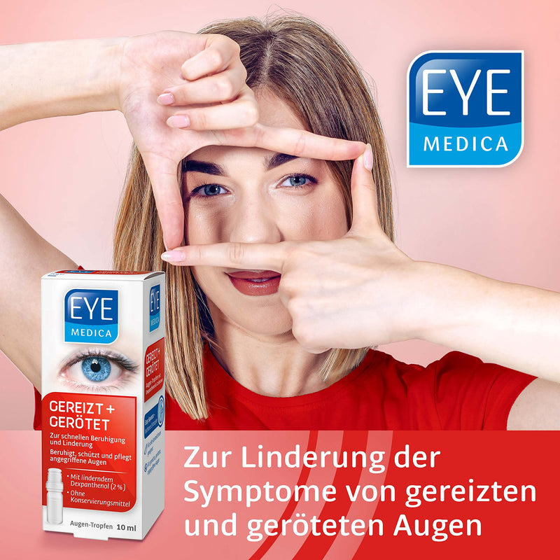 Eyemedica Irritated And Reddened Eye Drops To Calm The Symptoms Of Strained Eyes, Care For Reddened, Irritated And Dry Eyes, Suitable For Contact Lens Wearers, 1 X 10 Ml - NewNest Australia