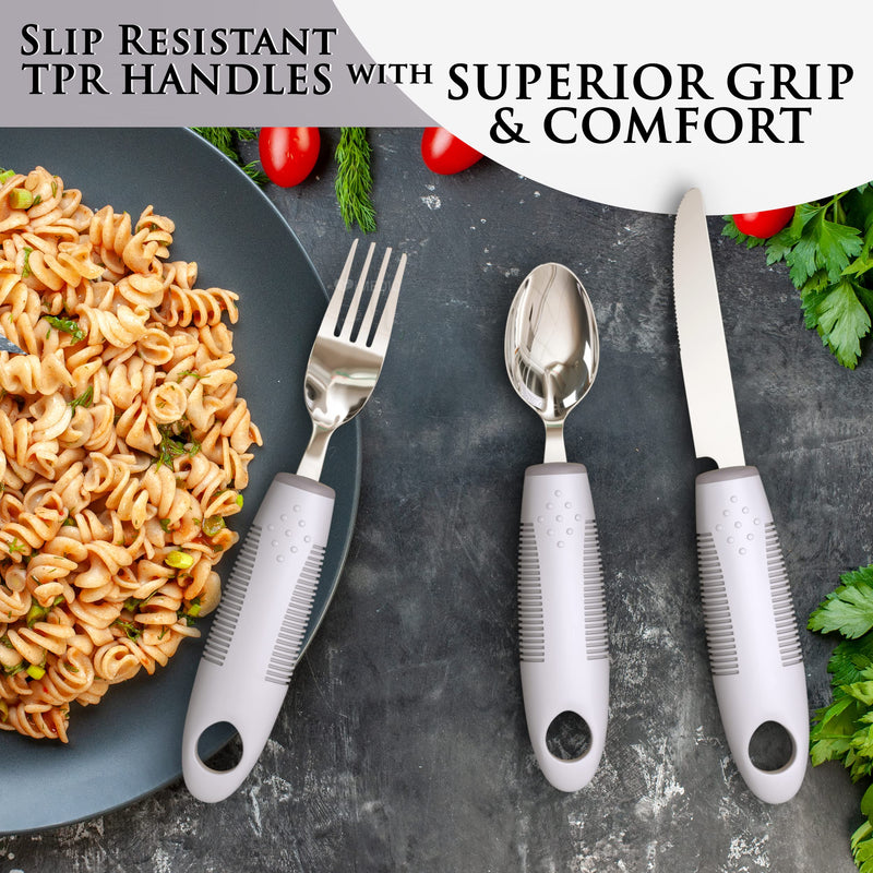 iMedic Comfort Grips Cutlery - Cutlery for Disabled Hands - Dishwasher Safe Disabled Cutlery for Adults - Disability Cutlery for Adults Suffering from Trembling Hands - 1 Set Grey Single - NewNest Australia