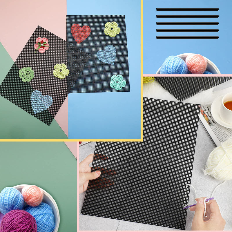 4 Pieces Plastic Mesh Sheets for Embroidery Black Mesh Fish Tank Divider Screen Craft Mesh 10 Pieces Binding Bars Sliding Bars for Embroidery Crafting Knit and Crochet Projects - NewNest Australia