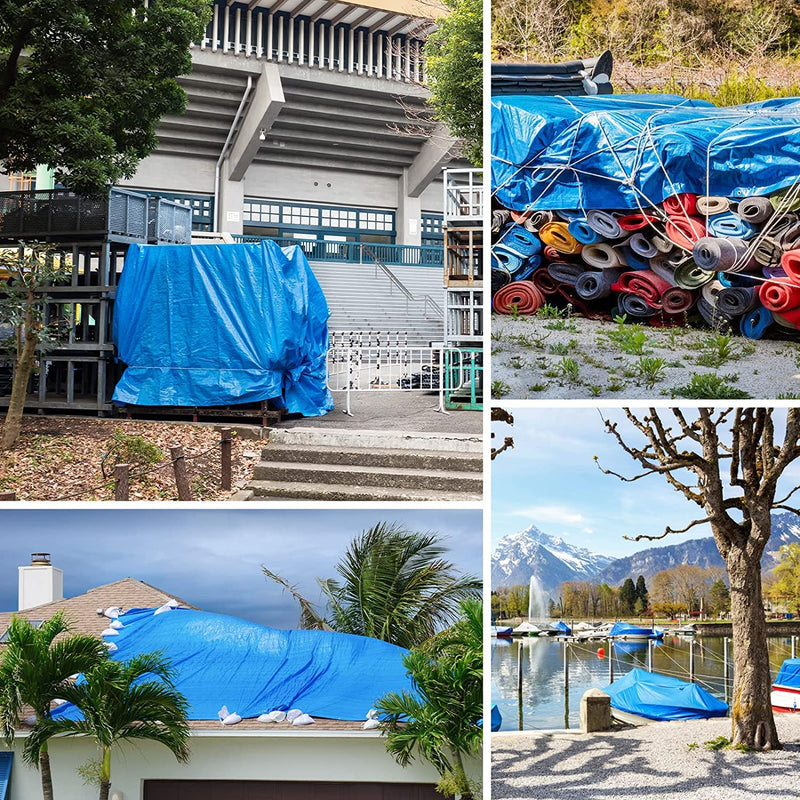 Blue Tarp, Tarps Heavy Duty Waterproof 4x6, Waterproof Plastic Poly 16 Mil Thick Tarpaulin with Metal Grommets Every 19.5 Inches - Emergency Rain Shelter, Outdoor Cover, and Camping Use 4'x6' - NewNest Australia